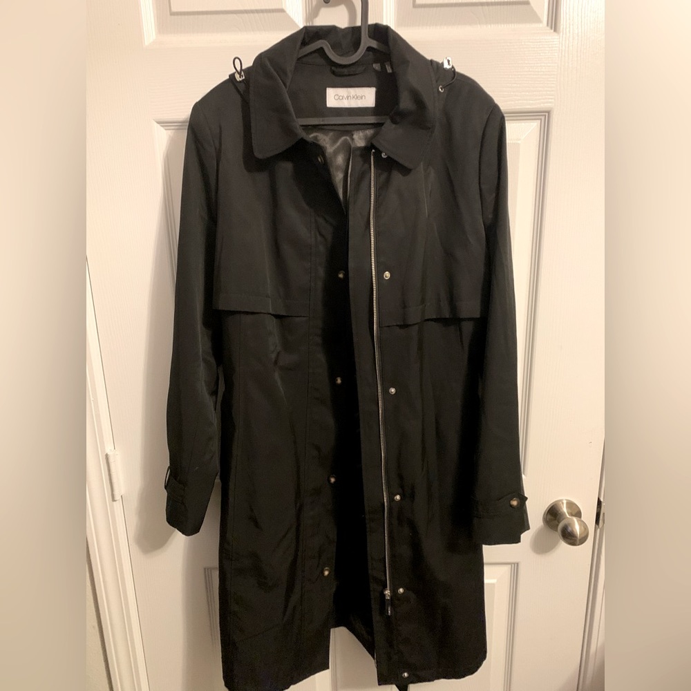 🚫SOLD🚫 Calvin Klein Black Hooded Size L Trench Coat